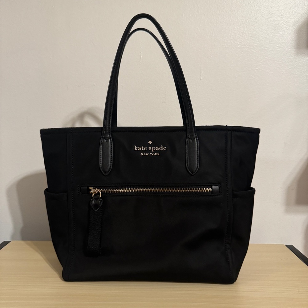 kate spade Black Nylon Tote Satchel with Gold Hardware
